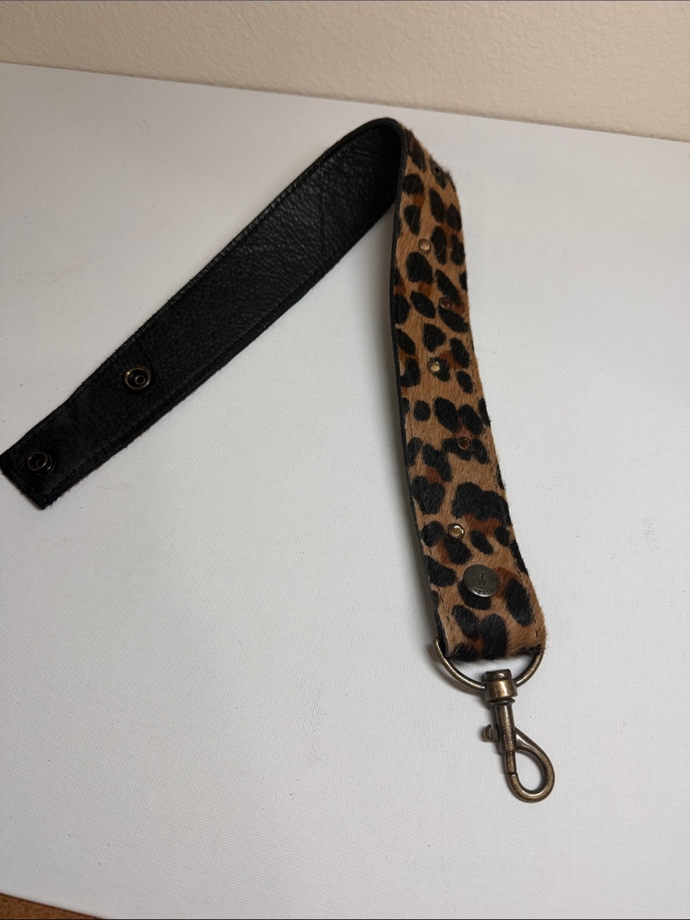 2 Bar West - Leopard Calf hair Leather handbag Strap with Hardware